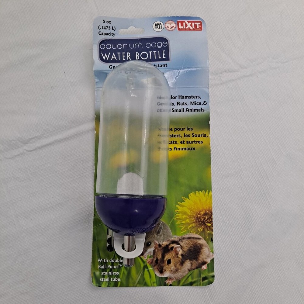 Aquarium Cage Water Bottle 5 Oz Ballpoint Hamster Gerbils Rats Mice purple